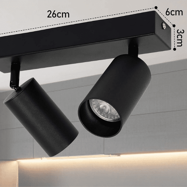 Foco Porta Gu10 Doble Negro Sobrepuesto Led Modelo Altair Ii - Imagen 2