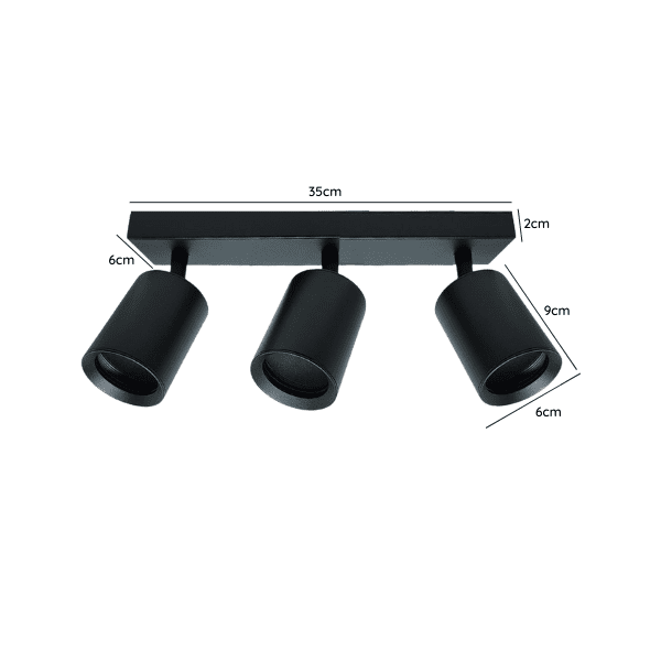 Foco Porta Gu10 Triple Negro Sobrepuesto Led Modelo Altair Iii - Imagen 2