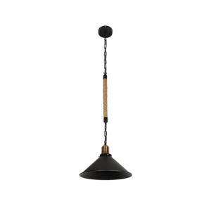 Lampara De Techo Negra Yute Porta Ampolleta E27 Modelo Chara
