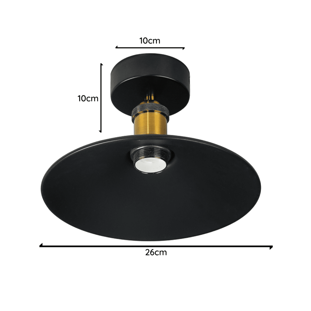 Lampara De Techo Negra Porta Ampolleta E27 Modelo Verone - Imagen 2
