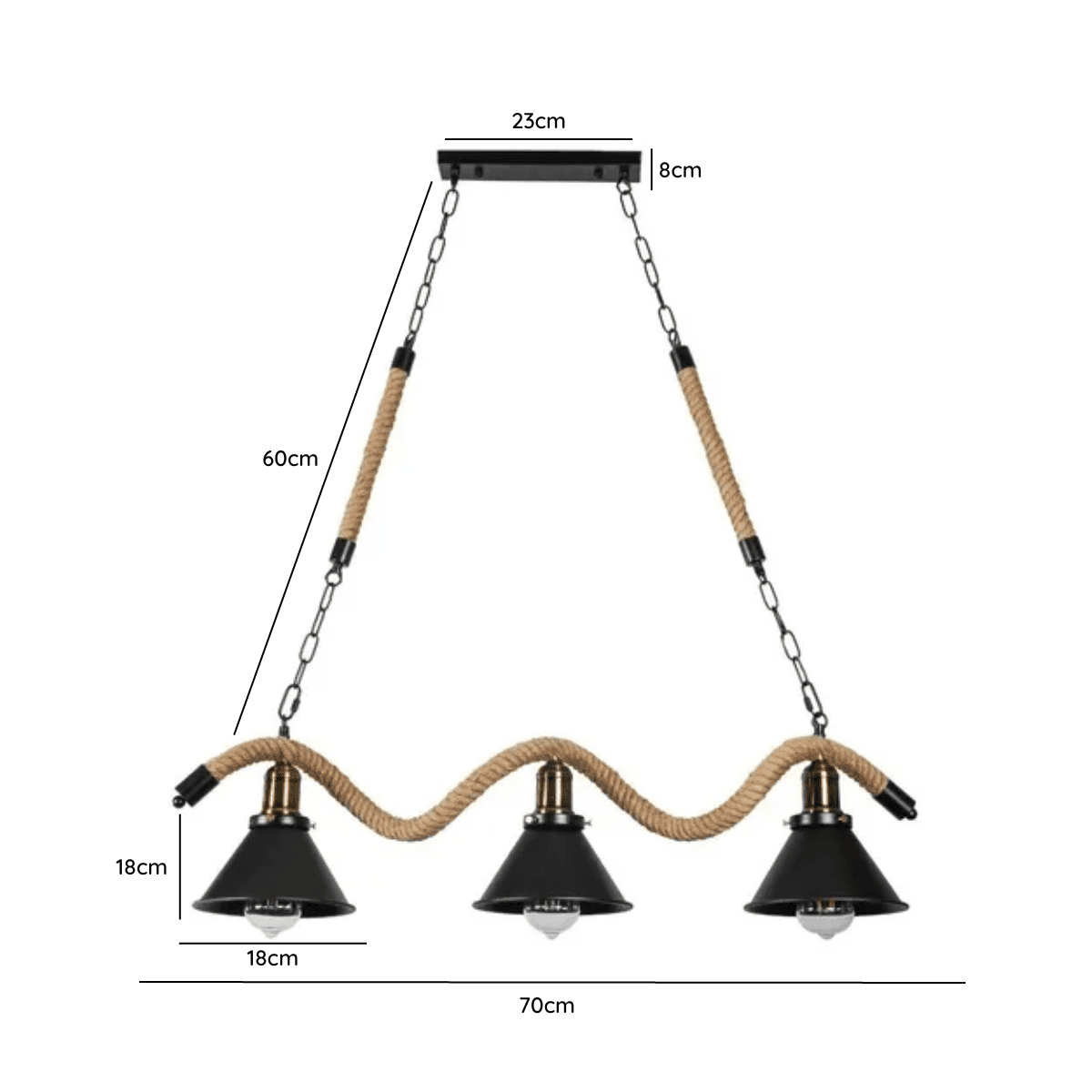 Lampara De Techo Para Ampolleta E27 X3 Modelo Yute Vic Iii - Imagen 2