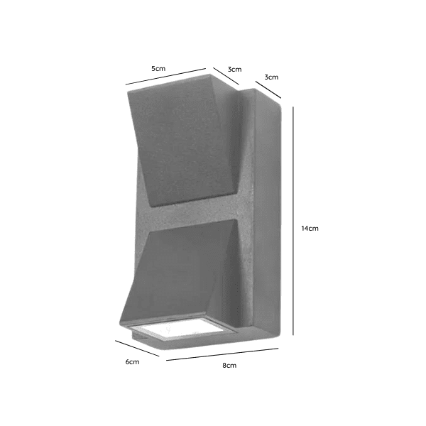 Aplique Led Doble Exterior Ip54 2x3w 3000k Gris Modelo Kapelle - Imagen 2