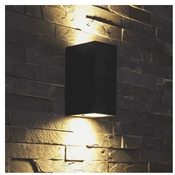 Aplique Led Doble Porta Ampolleta Gu10 Exterior Negro Modelo Kapelle Cuadrado Ip54 - Imagen 4