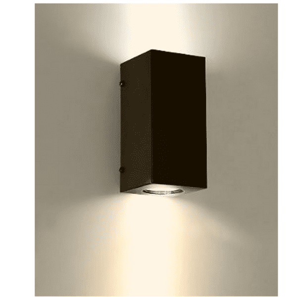 Aplique Led Doble Porta Ampolleta Gu10 Exterior Negro Modelo Kapelle Cuadrado Ip54 - Imagen 3