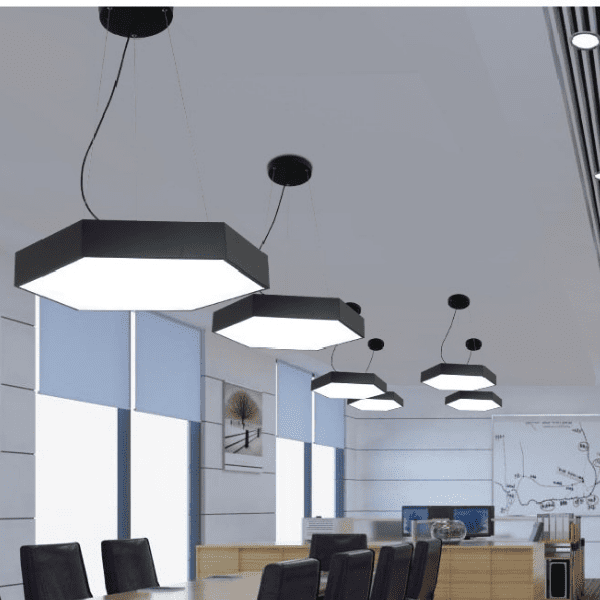 Lampara Led Moderna Colgante 48w 600mm Negra 6000k Modelo Hexagono Cerrado Sudeep - Imagen 4