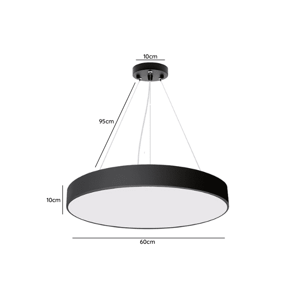 Lampara Led Moderna Colgante 36w 600mm Negra 6000k Modelo Redondoonda Cerrada Svetla - Imagen 2