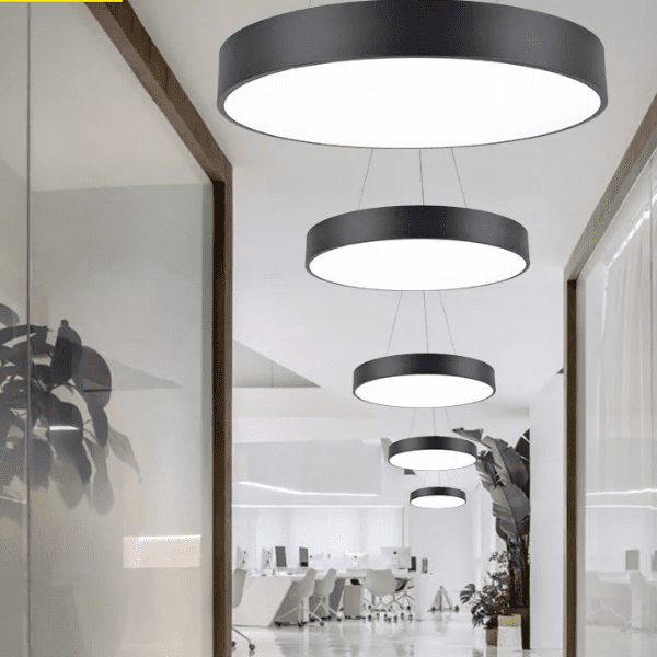 Lampara Led Moderna Colgante 36w 600mm Negra 6000k Modelo Redondoonda Cerrada Svetla - Imagen 5
