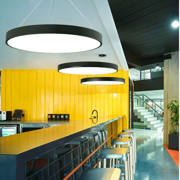 Lampara Led Moderna Colgante 36w 600mm Negra 6000k Modelo Redondoonda Cerrada Svetla - Imagen 6