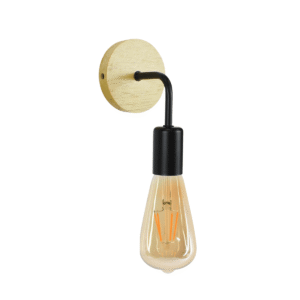 Aplique Negro Madera Porta Ampolleta E27 Modelo Ascella