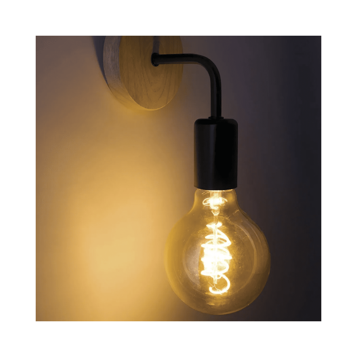 Aplique Negro Madera Porta Ampolleta E27 Modelo Ascella - Imagen 4