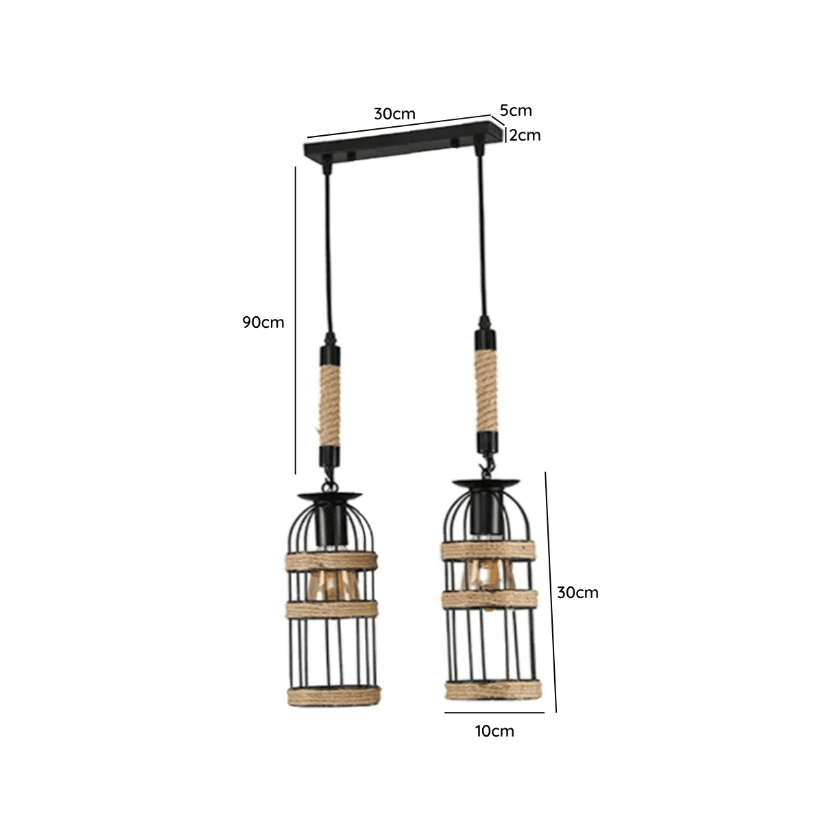Lampara De Techo Doble Porta Ampolleta E27 Modelo Arrakis - Imagen 2