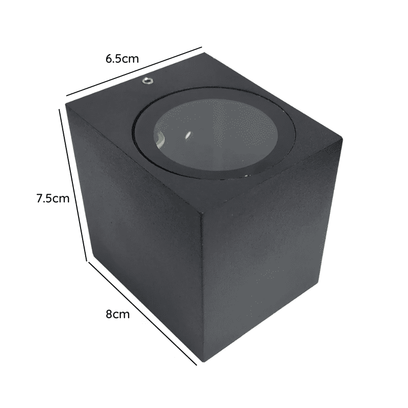 Aplique Led Exterior Negro Modelo Kapelle Cuadrado Ip54 Simple Porta Ampolleta Gu10 - Imagen 3