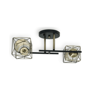 Lampara Sobrepuesta Vintage Negro-Cobre Doble Porta E27 Led
