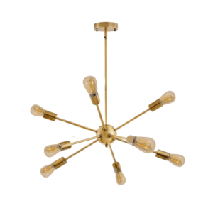 Lampara De Techo Dorada 8 Porta Ampolleta E27 Modelo Marsic Iii