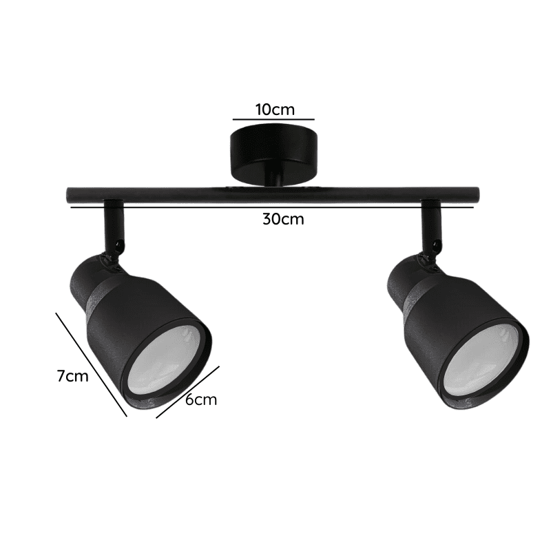 Foco Porta Gu10 Doble Negro Sobrepuesto Led Modelo Híades - Imagen 2