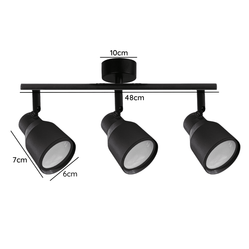 Foco Porta Gu10 Triple Negro Sobrepuesto Led Modelo Híades - Imagen 2