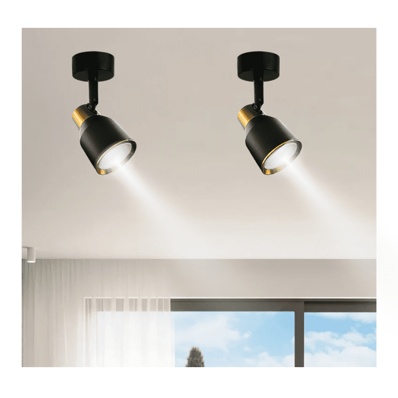 Foco Porta Gu10 Negro-Dorado Sobrepuesto Led Modelo Híades - Imagen 3