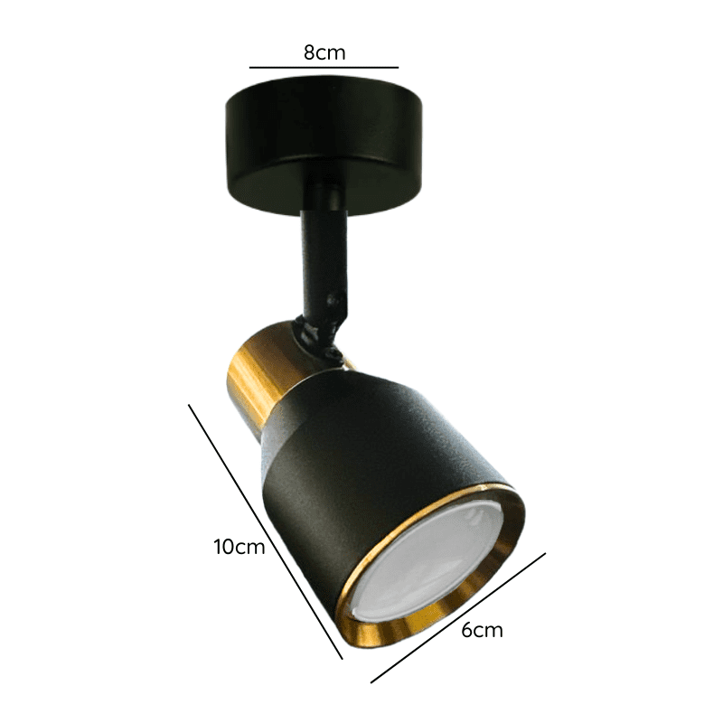 Foco Porta Gu10 Negro-Dorado Sobrepuesto Led Modelo Híades - Imagen 2