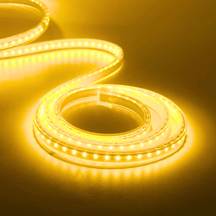 Cinta Led Dorada 2835 120led 10mm Ip65 Corte Cada 20cm 220v Interior Exterior