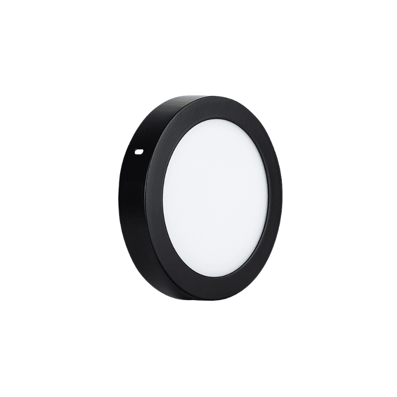 Panel Sobrepuesto Redondo Negro 12w Calido 3000k