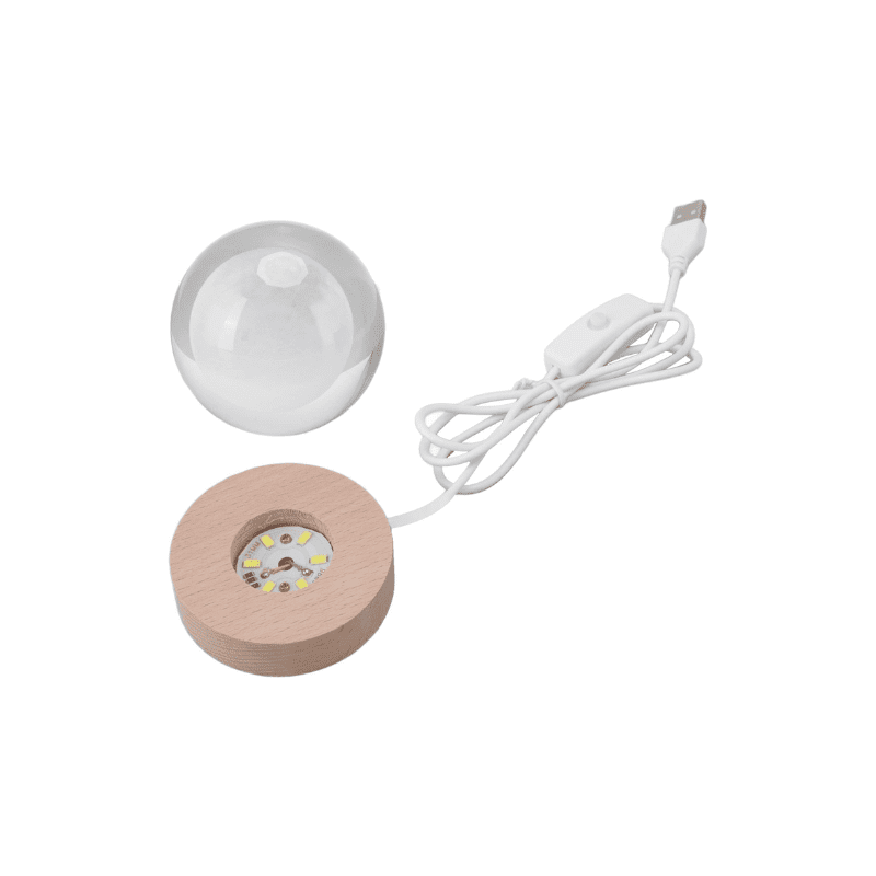 Lámpara De Mesa Led Bola De Cristal 8" Delfin 3000k Dc5v Usb 1w - Imagen 3