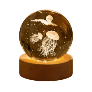 Lámpara De Mesa Led Bola De Cristal 6" Medusa 3000k Dc5v Usb 1w
