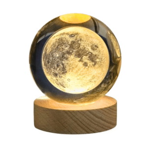 Lámpara De Mesa Led Bola De Cristal 6" Luna 3000k Dc5v Usb 1w