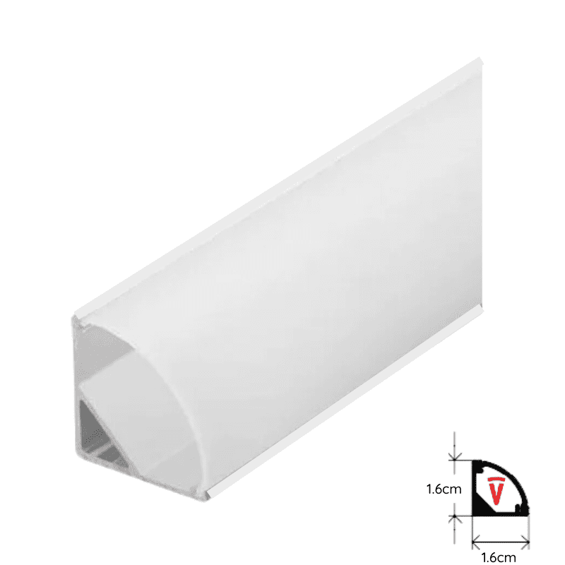 Perfil 2m Blanco Con Difusor Espesor 0,4mm Modelo 601 Esquinero Con Tapa Y Hebillas