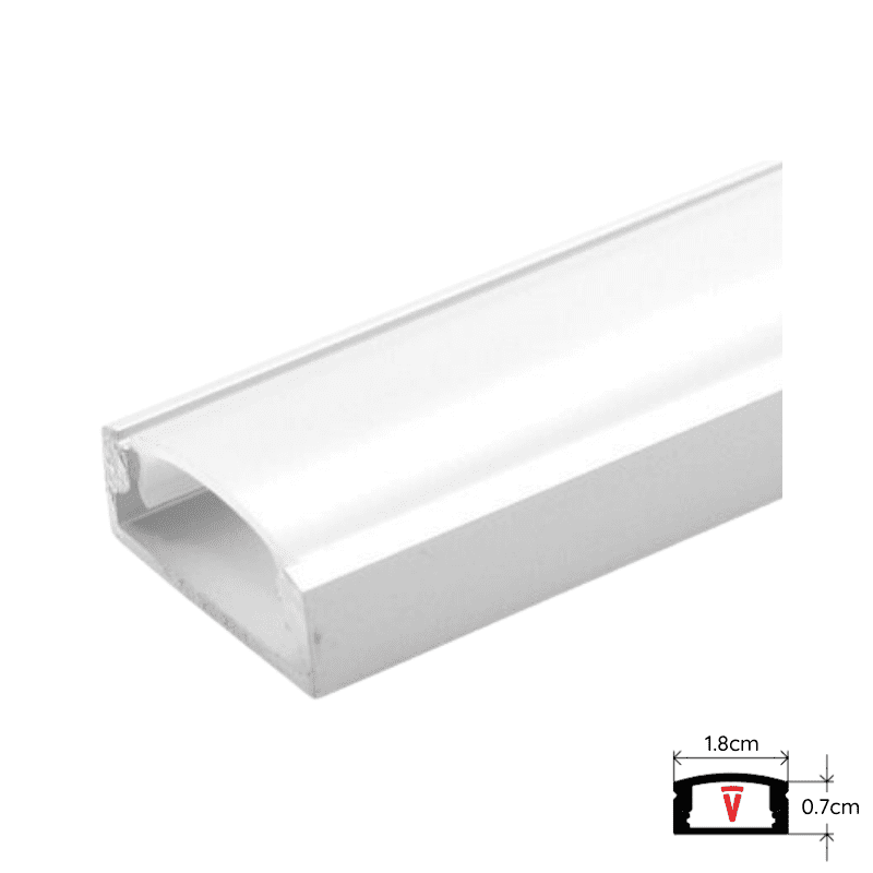 Perfil 2m Blanco Con Difusor De 0,5mm Modelo 509 Plano Sobrepuesto Con Tapa Y Hebillas