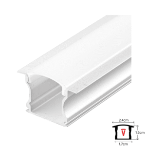 Perfil 2m Blanco Con Difusor De 0,55mm Modelo 613b Plano Alto Embutido Con Tapa Y Hebillas